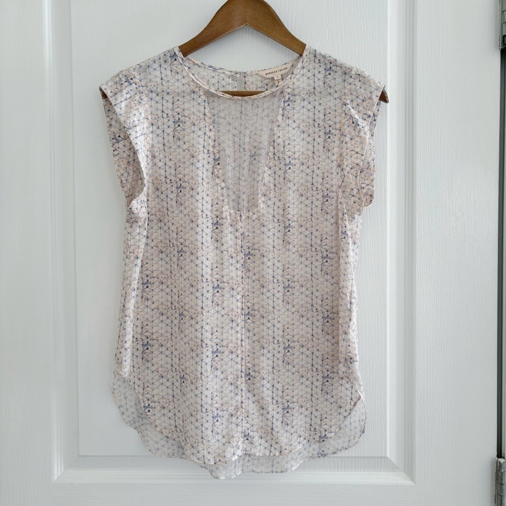 Rebecca Taylor Shibori Print Silk Blouse Sz 2 Summer Quiet Luxury